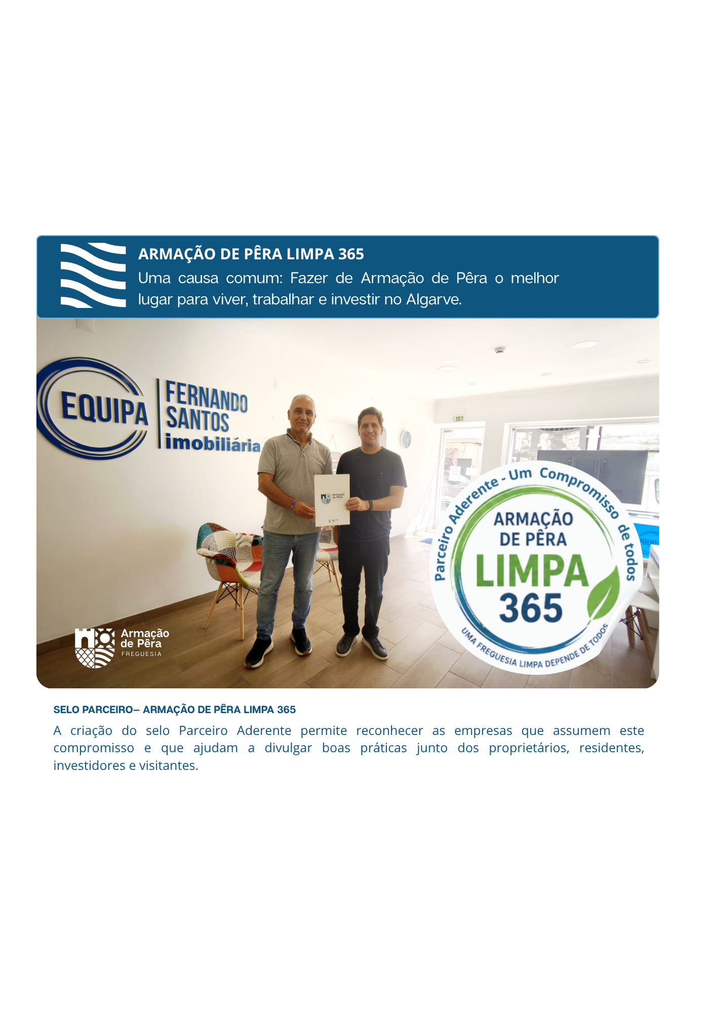 Convite à parceria Uma Causa Comum, da campanha Armação de Pêra Limpa 365.